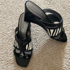 Women's Heels Black & White Sandals Liz Claiborne Size 6 1/2M